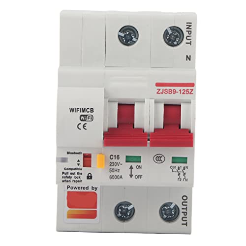 YDuupxe Smart WiFi Circuit Breaker Remote Switch WiFi Aktiviert PA66 -DM AC220V in Antenne 6000V für Home Office Eingebaut (2P 16A) von YDuupxe