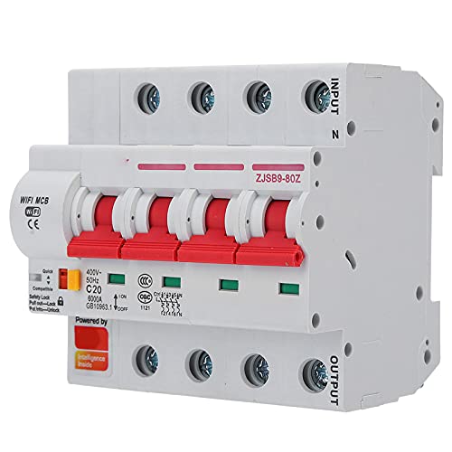YDuupxe Smart WiFi Circuit Breaker Remote Switch WiFi Aktiviert PA66 -DM AC220V in Antenne 6000V für Home Office Eingebaut (4P 20A) von YDuupxe