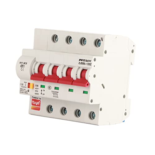 YDuupxe Smart WiFi Circuit Breaker Remote Switch WiFi Aktiviert PA66 -DM AC220V in Antenne 6000V für Home Office Eingebaut (4P 40A) von YDuupxe
