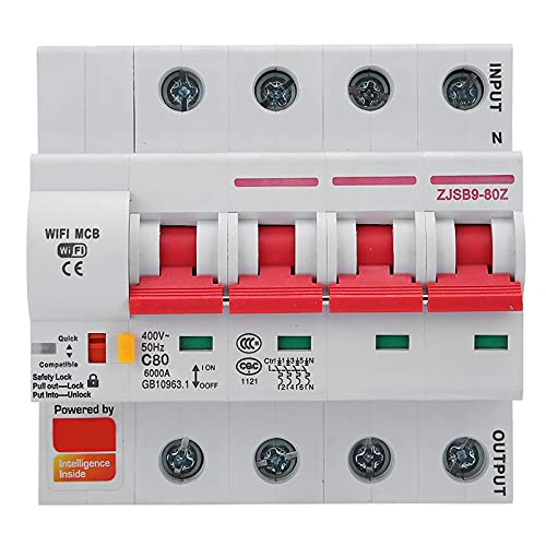 YDuupxe Smart WiFi Circuit Breaker Remote Switch WiFi Aktiviert PA66 -DM AC220V in Antenne 6000V für Home Office Eingebaut (4P 80A) von YDuupxe