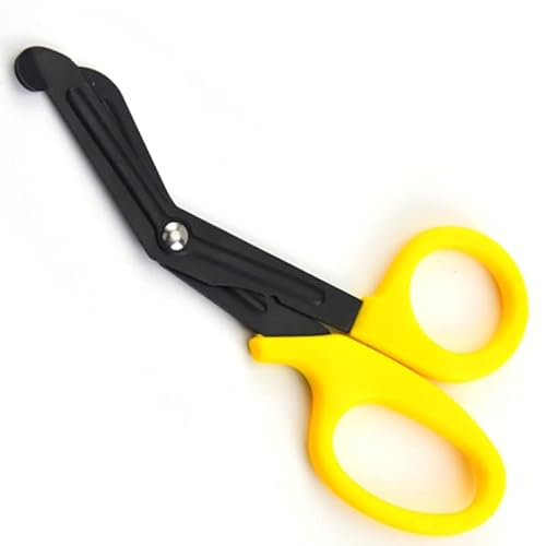 YDuupxe Verbandschere Mehrzweck Medizinisches Handwerk Verbandschere Edelstahl mit Gezackten Scharfen Klinge Zum Schneiden von Gaze Canvas Wolle (YELLOW) von YDuupxe