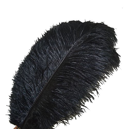 Schwarze Straußenfedern, 15–55 cm, für Karneval, Party, Hochzeit, Dekoration, natürliche Straußenfeder zum Basteln, Federn von YEAG