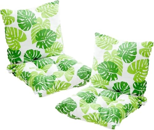 YEAHLEE 2 Stuhlkissen mit Rückenlehne Stuhlkissen mit Bändern Sitzauflagen Gartenmöbel Hochlehner Auflagen Gartenstuhlauflagen, 15.8X31.5in(Dunkelgrün) von YEAHLEE