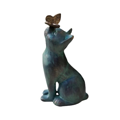 YEAHLEE Katzen Deko Gartenfiguren für Draußen Garten Dekorative Statuen Katzen deko Heimdekoration Outdoor-Handwerk Katze Deko von YEAHLEE