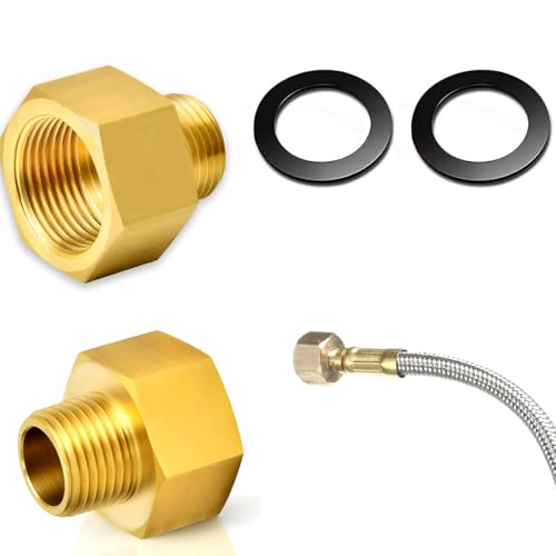 2 Stück Gasschlauch Adapter, Gasadapter 1/2" Innengewinde Auf Außengewinde 1/4", Gas Adapter, Mit Dichtung, Gasschlauchverbinder Aus Messing, Für Gaskocher, Hockerkocher, Campingkocher von YEAPEAK