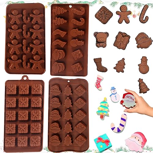 4 Stück Weihnachten Pralinenformen - Silikon Backform, Backform Weihnachten, Weihnachtsschokolade Formen, Weihnachten Seifenform - Perfekt Für Die Herstellung Von Weihnachtsschokolade Und Backwaren von YEAPEAK