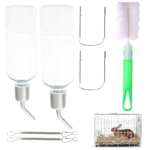 Trinkflasche Kaninchen, Kaninchen Wasser Flaschen, Hamster Trinkflasche, Haustiere Wasserflaschen Für Kaninchen Meerschweinchen Hamster Chinchillas, 2 STK Trinkflasche + 1reinigungsbürste von YEAPEAK