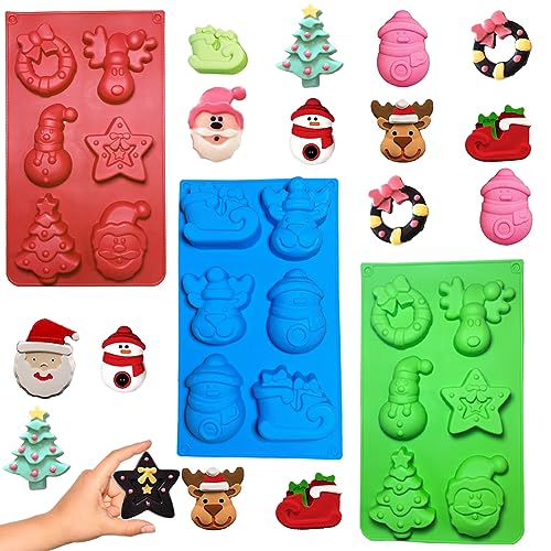 YEAPEAK 3er Pack Weihnachten Silikonformen, Muffinform Silikon, Backform Weihnachten, Weihnachts-Silikon-Backform - Silikon Backform Für Backen Und Basteln Von Schokolade, Kuchen, Seife Und Mehr! von YEAPEAK