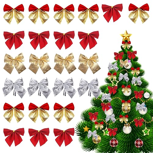 YEAPEAK 96 Stück Bow Weihnachtsbaum, Weihnachtsbögen, Weihnachten Bögen Ornamente, Weihnachtsbaumschmuck Für Weihnachtsbaum Hängende Dekoration, Weihnachtsschleifen Für Ihre Festliche Dekoration! von YEAPEAK