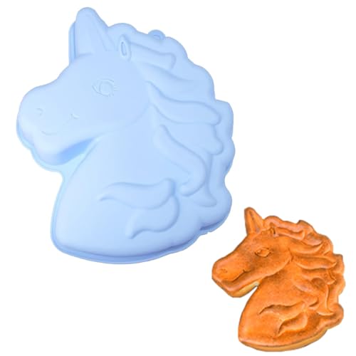 YEAPEAK Silikonformen Einhorn Backform, Backform Einhorn, Silikonform Einhorn, Einhorn-Kuchenform, Einhorn Tortendeko, Silikonform Kuchen, Silikonform Für Backen Kindergeburtstag Silikonform,Blau von YEAPEAK