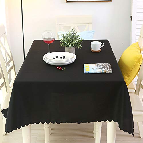 YEARLY 100% Polyester Volltonfarbe Tischdecke, Rechteckige Längliche Tischtuch Verdicken Sie Geldklammer Tabletop Dekoration Hintergrund Tischdecke-schwarz 150x210cm(59x83inch) von YEARLY