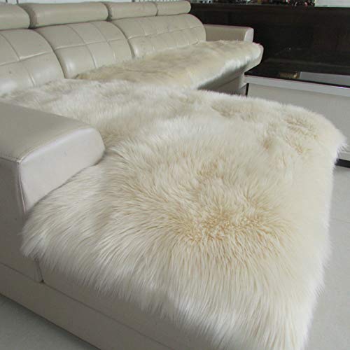 YEARLY Long Plüsch Sofabezug, Luxuriös Anti-rutsch Winter Dick Sofa-Überwürfe Couch-Abdeckung Europäische Möbel Protector Ledersofa Sofa Handtuch-Beige 70x180cm(28x71inch) von YEARLY