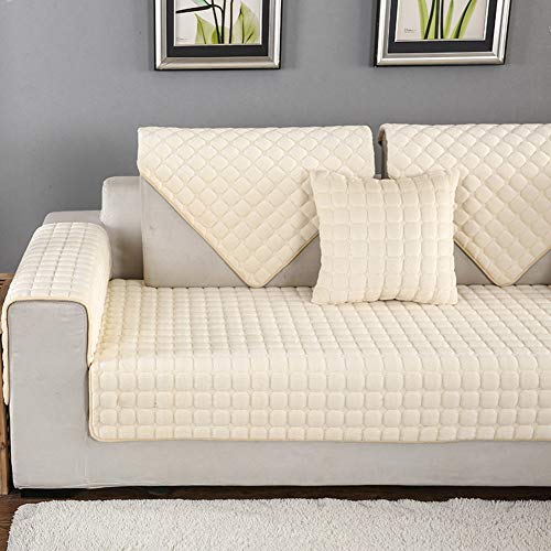 YEARLY Plüsch Multi-Size Sofabezug, Gesteppter Sofa-Überwürfe Couch-Abdeckung Haustier Hund Dick Anti-rutsch Möbel-Protektoren Wohnzimmer Sofa Handtuch EIN stück-Beige 70x150cm(28x59inch) von YEARLY