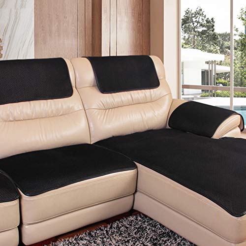 YEARLY Raster Anti-rutsch Sofabezug, Waben-Loch Leder Sofa-Überwürfe Couch-Abdeckung Vier Jahreszeiten Aus Stoff Nordische Moderne Möbel-Protektoren Sofa Handtuch-schwarz 60x150cm(24x59inch) von YEARLY