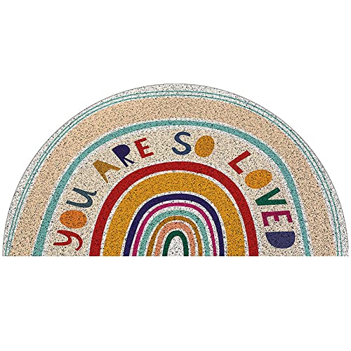 YEARLY Regenbogen-Halbkreis-Fußmatten,draußen drinnen willkommene Matte verschleißfester Türteppich für stark frequentierte Bereiche auf der Terrasse Heimdekoration (Color : A, Größe : 60 * 120cm) von YEARLY
