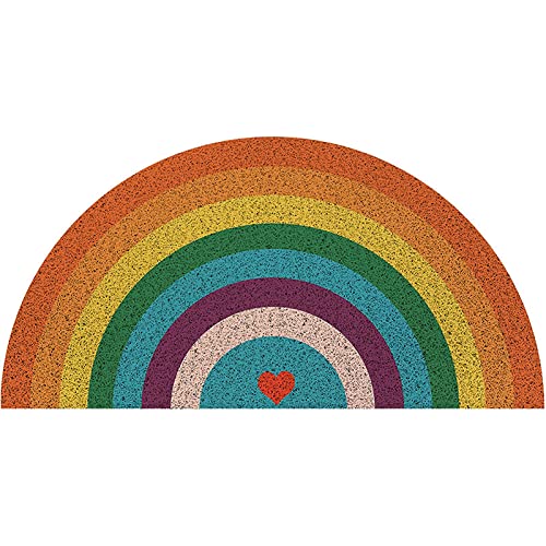 YEARLY Regenbogen-Halbkreis-Fußmatten,draußen drinnen willkommene Matte verschleißfester Türteppich für stark frequentierte Bereiche auf der Terrasse Heimdekoration (Color : D, Größe : 45 * 90cm) von YEARLY