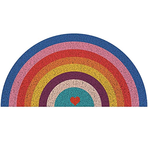 YEARLY Regenbogen-Halbkreis-Fußmatten,draußen drinnen willkommene Matte verschleißfester Türteppich für stark frequentierte Bereiche auf der Terrasse Heimdekoration (Color : F, Größe : 45 * 90cm) von YEARLY