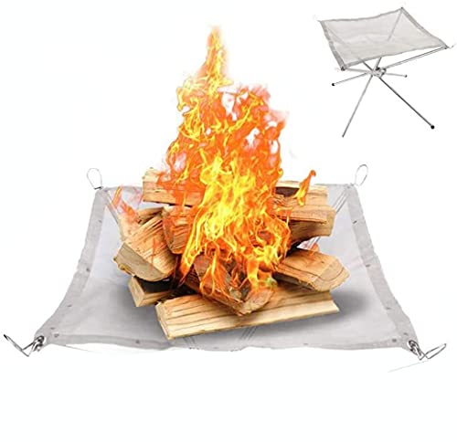 YEASQGS Tragbare Outdoor Camping Feuerstelle Mesh Faltbar Edelstahl Mesh f眉r Camping Hinterhof Garten (55,9 x 55,9 cm Masche, Silber) von YEASQGS
