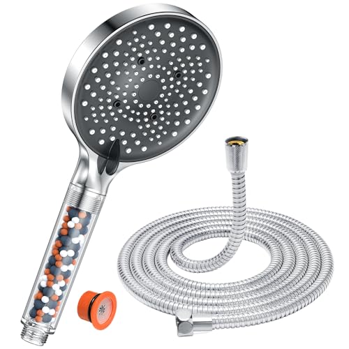 Duschkopf mit Schlauch 1,6M-YEAUPE PRO Wassersparender Duschkopf mit Filter, Duschkopf Regendusche mit 6 Strahlarten, Sparduschkopf Gross(130mm Durchmesser), Chrom von YEAUPE PRO