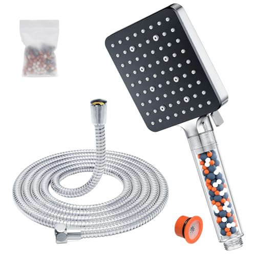 Duschkopf mit Schlauch 1.6M,YEAUPE PRO Wassersparend Handbrause Duschbrause mit Filter, Regendusche Brausekopf,Badewanne Duschschlauch 6 Strahlarten 2 Beutel Filterball, Hochdruck Sparduschkopf von YEAUPE PRO