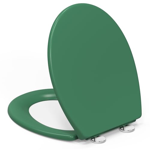 YEAUPE PRO Toilettendeckel mit Absenkautomatik, WC Sitz O Form mit Soft-Close, Grün Klodeckel mit Quick-Release Funktion für Einfach Reinigung, Toilettensitz Extra Stabil (150 kg), 44,6 x 37,2 cm von YEAUPE PRO