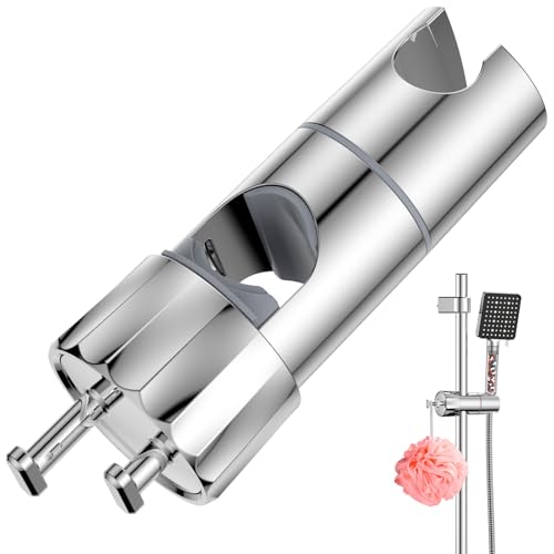 Verstellbar Duschkopfhalterung, 360° drehbar Verchromt Duschhalterung Duschbrause Halterung mit 2 Haken für 19–28 mm Handbrausestange, Universal Handbrause Halterung für Duschkopf von YEAUPE PRO