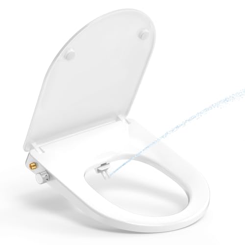 WC Sitz mit Bidet,YEAUPE PRO WC Sitze mit Absenkautomatik, nicht elektrisch, mit selbstreinigenden Doppeldüsen,separate Rückseite und weibliche Reinigung (Weiß D), 44 * 37 * 8,3CM von YEAUPE PRO