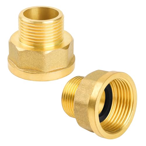 YEAUPE PRO Messing Reduzierstück G3/4" auf G1"(AG Ø 25,7mm x IG Ø 30,5mm), 2 Stück Reduzierung Gewinde-Fitting G3/4"Außengewinde X G1" Innengewinde, mit dichtungsringe und PTFE Dichtband von YEAUPE PRO