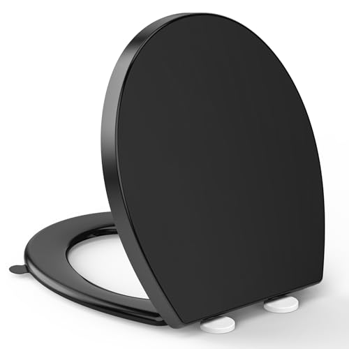 YEAUPE PRO Toilettendeckel mit Absenkautomatik,WC Sitz mit Quick-Release-Funktion und Softclose Absenkautomatik, Klodeckel mit Verstellbaren Scharnieren, Toilettensitz UV-beständig, Schwarz von YEAUPE PRO