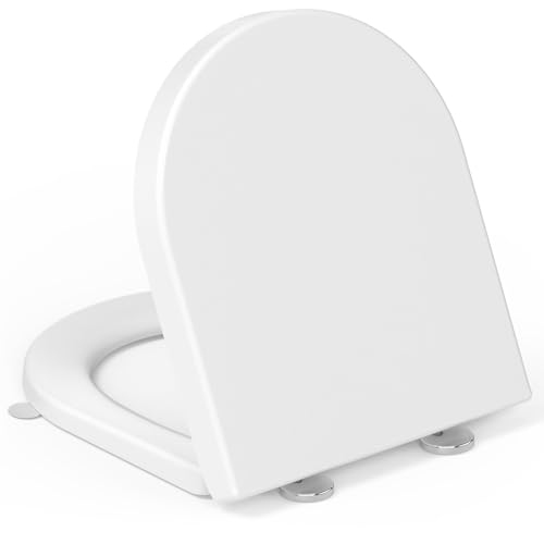 YEAUPE PRO Toilettendeckel mit Absenkautomatik Mit Pufferschließfunktion,Quick-Release Toilettendeckel D-Form,Robust und langlebig,42,5 * 36,3 * 4,9CM Weiß von YEAUPE PRO
