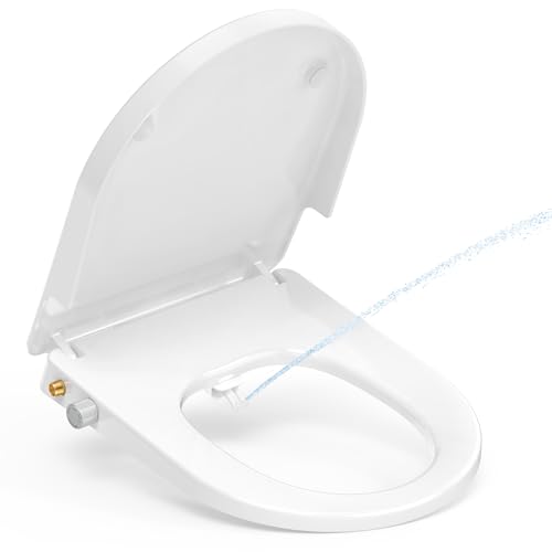 YEAUPE PRO Toilettendeckel mit Bidet, YEAUPE PRO WC Sitze mit Absenkautomatik, nicht elektrisch, mit selbstreinigenden Doppeldüsen,separate Rückseite und weibliche Reinigung (D-Form), 44,3*37,1*8,3CM von YEAUPE PRO