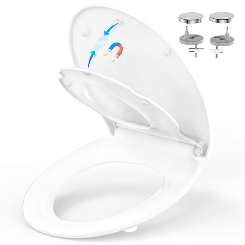 YEAUPE PRO Toilettendeckel mit Kindersitz, WC-Sitz mit Absenkautomatik, Toilettensitz für Familie, Klodeckel mit Schnellverschluss, 150 kg belastbar, Weiß, 44,6 * 37,2CM von YEAUPE PRO