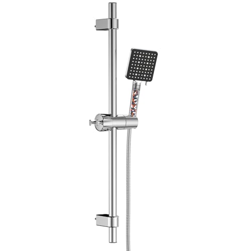 YEAUPR PRO Shower Riser Kit - quadratischer Duschkopf mit 6 Sprühmodi, Duschstange mit Duschkopf, 160CM Duschschlauch, Duschkopfhalterung, verstellbare Duschhöhenhalterung für Badezimmerdusche von YEAUPE PRO