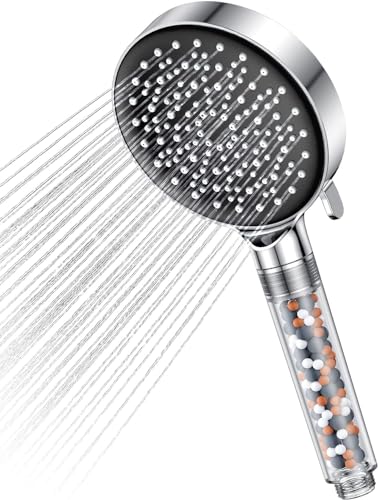 Duschkopf mit Filter, YEAUPE Duschkopf Wassersparend 7,5L/Min, Duschbrause mit 6 Strahlarten, Handbrause Duschkopf, Sparduschkopf mit Filter Gegen Kalk für Hartes Wasser, Chrom von YEAUPE