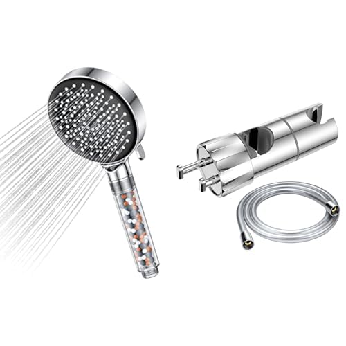 YEAUPE Duschkopf mit Filter, Regendusche Duschkopf Druckerhöhend, Duschbrause mit 6 Strahlarten & Universal Duschkopfhalterung mit Duschschlauch 1,6m,Chrom von YEAUPE