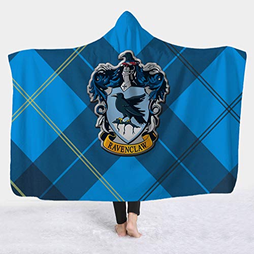 YEOL Harry Potter Decke Mit Kapuze Gryffindor Slytherin Ravenclaw Hufflepuff Plüsch Kuscheldecke Mit Kapuze Erwachsene Warme Bettwäsche (150 x 200 cm, J) von YEDL