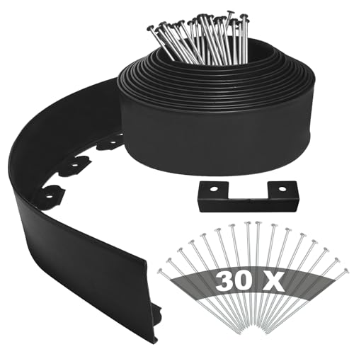 YEEBECA Rasenkante Kunststoff, 10CM Höhe 10M Länge Flexible Rasenkanten-Set zum Verschönern von Rasenflächen mit 30 Stahlankern 3MM Dicke YEEBECA Rasenkante Kunststoff, 10CM Höhe 10M Länge Flexible Rasenkanten-Set zum Verschönern von Rasenflächen mit 30 Stahlankern 3MM Dicke von YEEBECA