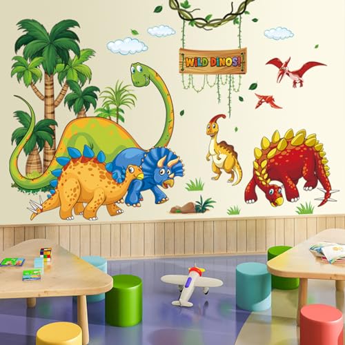 Wandtattoo Dinosaurier Wandaufkleber Dino Tiere Selbstklebend Wandsticker Wohnzimmer Schlafzimmer Kindertapete Junge Babyzimmer Wanddeko von YEELIKE