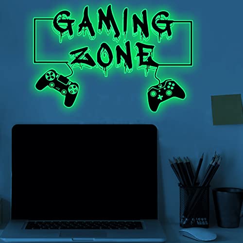 YEELIKE Gamer Wandtattoo Jugendzimmer Junge Selbstklebend Leuchtsticker Gaming Kinderzimmer Wandtattoo Game ZoneWandbild für Schlafzimmer DIY Dekoration Geeignet Wanddekoration von YEELIKE