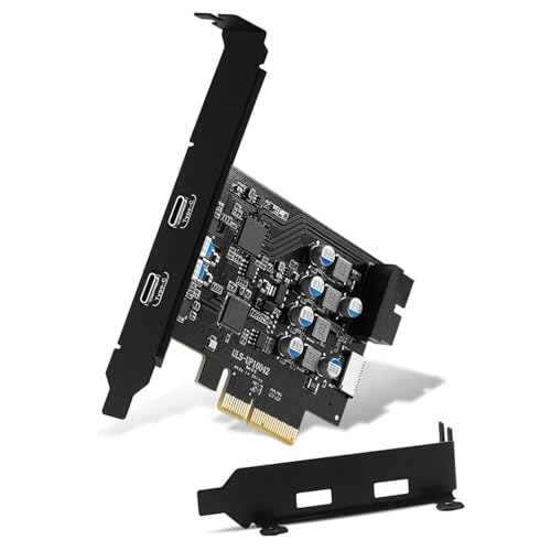 YEELIYA USB C PCIe Karte 10 Gpbs, USB 3.1 Erweiterungskarte mit 2 x Type C & 2 Internen Ports (Type-E, 19 Pin USB3.0 Header) Front Panel Adapter für Desktop PC von YEELIYA