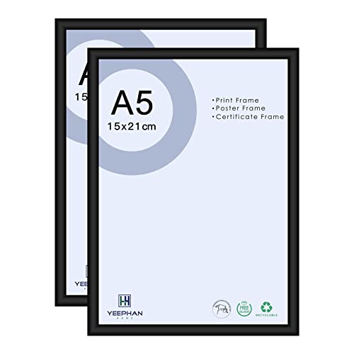 YEEPHAN a5 bilderrahmen 15x20 schwarz 2er Set, bilderrahmen 20x15 cm schwarzer Fotorahmen aus Metall-Aluminium mit Plastic glass front für Tisch und Wandmontage YEEPHAN a5 bilderrahmen 15x20 schwarz 2er Set, bilderrahmen 20x15 cm schwarzer Fotorahmen aus Metall-Aluminium mit Plastic glass front für Tisch und Wandmontage von YEEPHAN