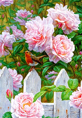 YEESAM ART DIY Ölgemälde Malen nach Zahlen Erwachsene Kinder, Rosa Blumen Vogel 16x20 Zoll Zahlenmalerei ab 5 Öl Wandkunst (Rosa, ohne Rahmen) von YEESAM ART