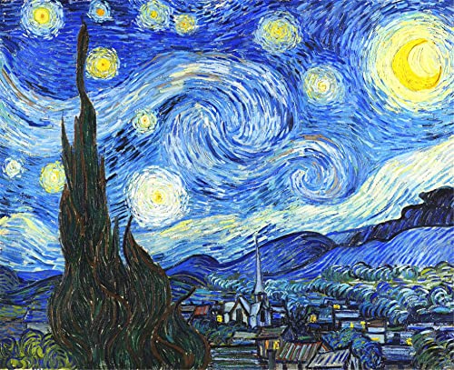 YEESAM ART DIY Ölgemälde Malen nach Zahlen Erwachsene Kinder, Sternenhimmel von Van Gogh Zahlenmalerei ab 5 Öl Wandkunst (Lastwagen, mit Rahmen) von YEESAM ART