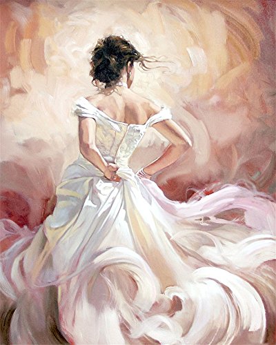 YEESAM ART Malen nach Zahlen für Erwachsene Anfänger Beautiful Bride 40x50cm Leinen Leinwand Acryl DIY Zahlenmalsets Wandkunst Dekoration (mit Rahmen) von YEESAM ART
