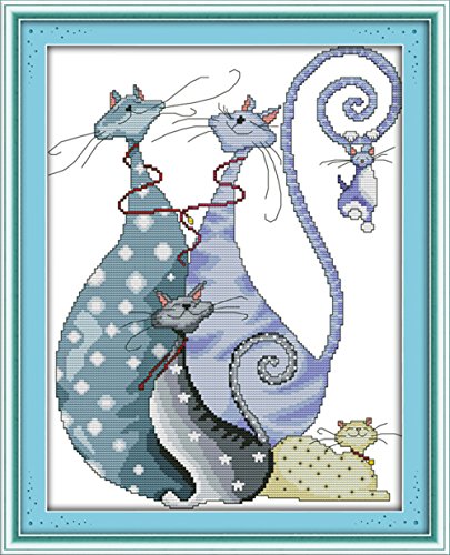 YEESAM ART Neu Kreuzstich Stickpackung - Glückliche Katzen 14 CT 32×41 cm DIY Stickerei Set Weiß Segeltuch - Kreuz Nähen Handarbeit Weihnachten Geschenke Cross Stitch Kit YEESAM ART Neu Kreuzstich Stickpackung - Glückliche Katzen 14 CT 32×41 cm DIY Stickerei Set Weiß Segeltuch - Kreuz Nähen Handarbeit Weihnachten Geschenke Cross Stitch Kit von YEESAM ART