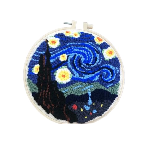 YEESAM ART Stanznadel-Kit mit Sternennacht-Reverie-Landschaftsmustern, komplettes Set DIY Stanznadel-Stickset mit Reifenwerkzeug, einfaches Basteln für Erwachsene Anfänger YEESAM ART Stanznadel-Kit mit Sternennacht-Reverie-Landschaftsmustern, komplettes Set DIY Stanznadel-Stickset mit Reifenwerkzeug, einfaches Basteln für Erwachsene Anfänger von YEESAM ART