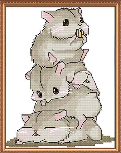 YEESAM ART Ungestempeltes Kreuzstich-Set für Erwachsene, fünf kleine Hamster, 14 Karat, unbedruckt, Stickset, Handarbeit, Wandkunst, Dekoration YEESAM ART Ungestempeltes Kreuzstich-Set für Erwachsene, fünf kleine Hamster, 14 Karat, unbedruckt, Stickset, Handarbeit, Wandkunst, Dekoration von YEESAM ART