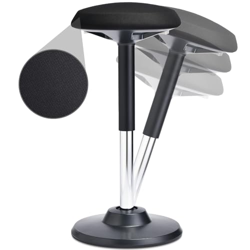 Ergonomischer Hocker-Stehhocker Höhenverstellbar von 56-80cm, Bürohocker mit großem 38cm Komfortkissen, Sitzhocker mit flachem rutschfestem Fuß für eine dynamischere und gesündere Sitzen (Schwarz) von YEEZEE