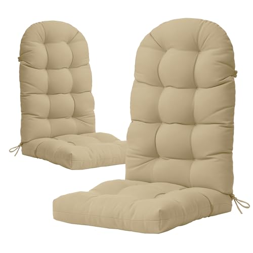 YEFU Adirondack Stuhlkissen, Schaukelstuhlkissen, hohe Rückenlehne, verdicktes Terrassenstuhlkissen für drinnen und draußen, 124,5 x 50,8 x 12,7 cm, Beige, 2 Stück YEFU Adirondack Stuhlkissen, Schaukelstuhlkissen, hohe Rückenlehne, verdicktes Terrassenstuhlkissen für drinnen und draußen, 124,5 x 50,8 x 12,7 cm, Beige, 2 Stück von YEFU