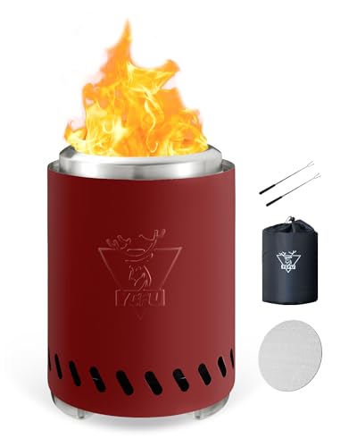 YEFU Tisch-Feuerstelle, 24,6 x 18 cm, raucharmer Campingkocher für Outdoor & Terrasse, mit Pellets oder Holz betrieben, sicher brennende Tisch-Feuerstelle, mit Reisetasche & 2 Mini-Sticks & feuerfeste von YEFU